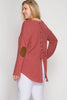 Side View Brick Oversized Sweater With Elbow Patches at Misty Boutique 
