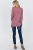 Back View Waffle Tie Front Top - Deep Mauve at Misty Boutique 
