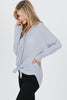 Side View Waffle Tie Front Top - Blue Steel at Misty Boutique 