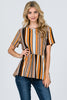 Front View In Love Striped Blouse Mustard  at Misty Boutique 