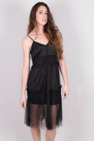 Front View Midi Dress in Black at Misty Boutique