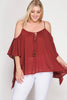 Front View Rusty Rose Cold Shoulder Top at Misty Boutique 