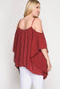 Back View Rusty Rose Cold Shoulder Top at Misty Boutique 