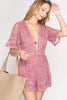 Front View Rose Maxi Lace Romper at Misty Boutique 