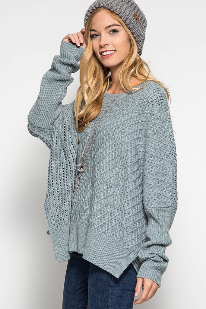 Oversize Sweater with Front Zipper Detail