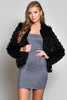 Front View Black Layered Fur Jacket at Misty Boutique 
