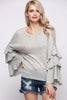 Front View Layered Bell Sleeve Top at Misty Boutique