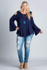 Front View Navy Blue Open Shoulder Top at Misty Boutique 
