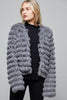 Front View Grey Layered Fur Jacket  at Misty Boutique 