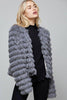 Side View Grey Layered Fur Jacket  at Misty Boutique 