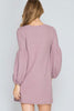 Back View Living In Long Balloon Sleeve Mauve Dress at Misty Boutique
