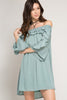 Front View Standout Off The Shoulder Dress at Misty Boutique 