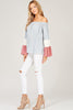 Front View Off The Shoulder Bell Sleeve Top at Misty Boutique 
