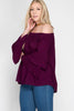 Side View Double Layer Bell Sleeve Off Shoulder Top at Misty Boutique