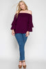 Front View Double Layer Bell Sleeve Off Shoulder Top at Misty Boutique 