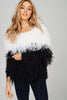 Front View Fringe Sweater in black and white at Misty Boutique