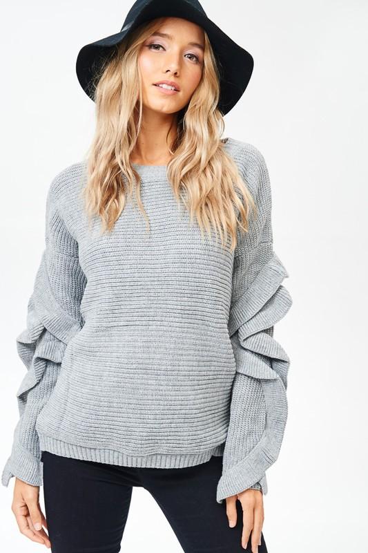 Trendy Ruffle Sleeve Sweater
