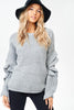 Front View Front cozy ruffle sleeve sweater at Misty Boutique 