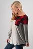 Side View Long Sleeve Buffalo Plaid Top - Red at Misty Boutique 