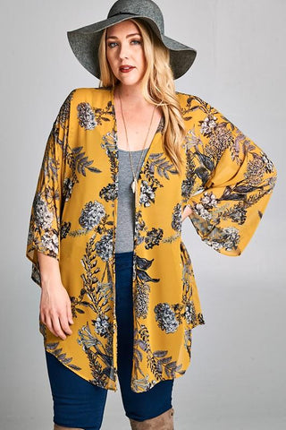 Front View Chiffon Cardigan - Yellow at Misty Boutique 