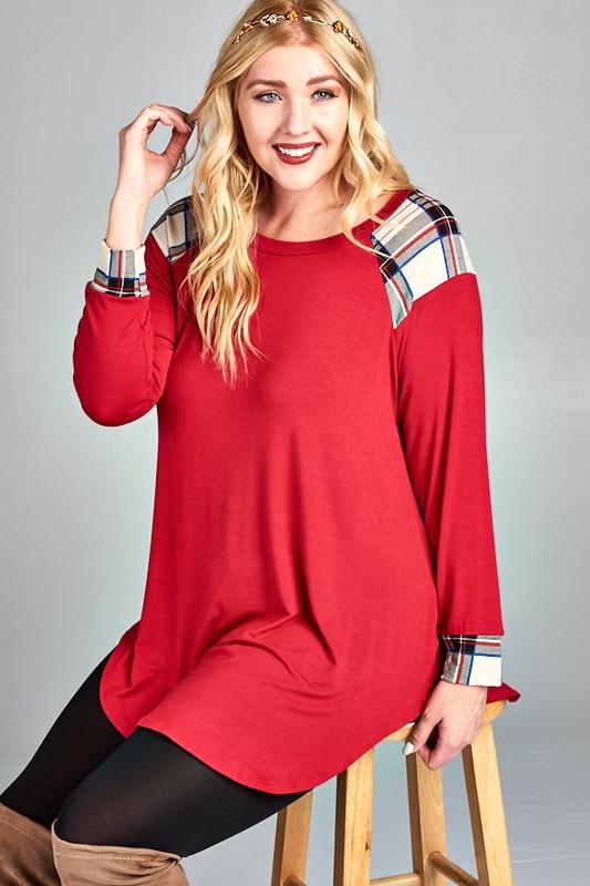 Loving this Plaid Solid Jersey Tunic Top