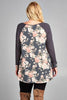 Back View Everywhere I Go Tunic Top - Grey/Floral at Misty Boutique