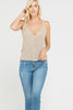 Front View Open Back Tank Top - Oatmeal at Misty Boutique 