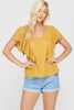 Front View Sleeveless Ruffled T-Shirt - Mustard at Misty Boutique 