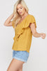 Side View Sleeveless Ruffled T-Shirt - Mustard at Misty Boutique 