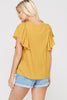 Back View Sleeveless Ruffled T-Shirt - Mustard at Misty Boutique 