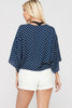Back View Polka Dot Tie Front Top - Navy at Misty Boutique 