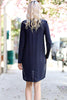 Back View Perfect Dual Long Side Split Shirt - Navy at Misty Boutique