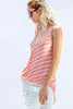 Side View Stripe Sleeveless Top With Twist Detail - Pink at Misty Boutique 