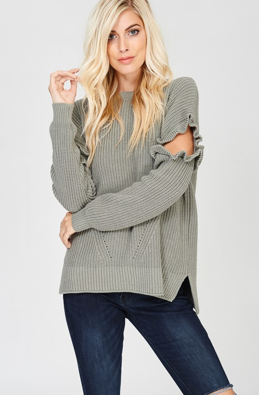 Just Relax Olive Green Sweater Misty Boutique