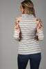 Back View Pink and Gray Striped Sweater at Misty Boutique 