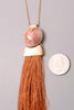 Long Tassel & Stone Charm Necklace at Misty Boutique