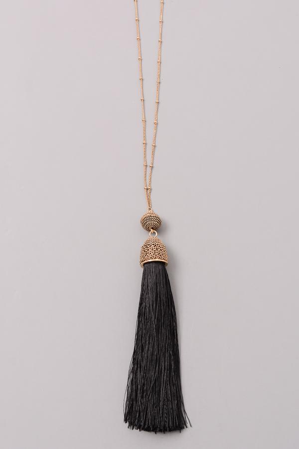 Chain Wrapped Tassel Necklace