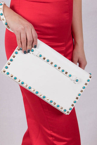 Front View True To Yourself White Clutch at Misty Boutique 